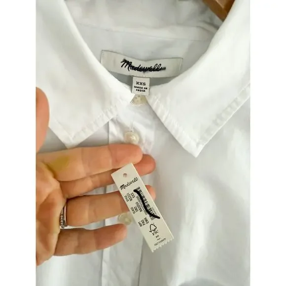 Madewell | NWT | Relaxed Button-Up Shirt in Eyelet White | Sz XXS - Picture 6 of 10